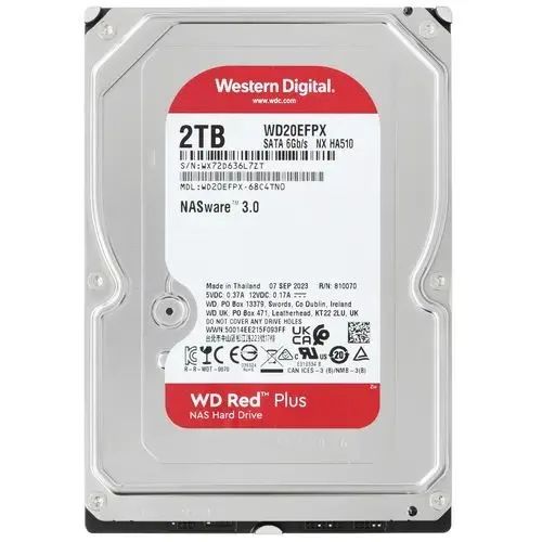 Внутренний жесткий диск WD (Western Digital) Red Plus 2 ТБ, 3.5", 5400 об/мин, SATA III 6 Гбит/с (WD20EFPX) — фото 5 из 10