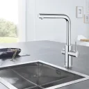 Стартовый комплект GROHE Blue Home (кухонный смеситель с функцией фильтрации, для газированной воды, Wi-Fi, выдвижной L-образный носик), хром, 31927001