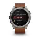 Умные часы премиум класса Garmin Fenix 8 51 MM, AMOLED Sapphire bare titanium, black with a chestnut leather band 010-02905-40 Кожаный ремешок