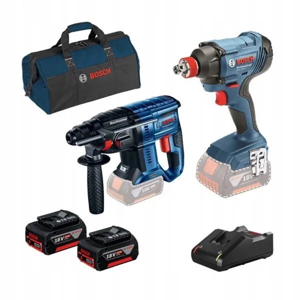 Набор аккумуляторных инструментов BOSCH GSR 18V-55+GBH 18V-22+GWS 18V-7 (0615990N22), синий/черный