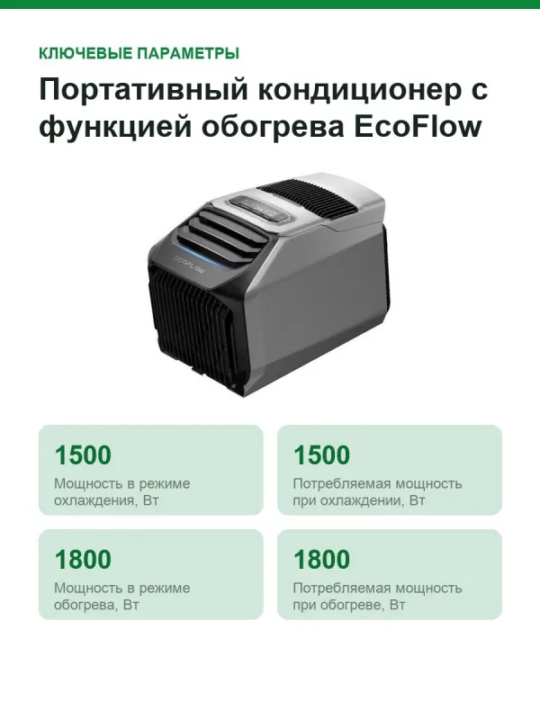 Портативный кондиционер с функцией обогрева EcoFlow wave 2 (EFKT210)