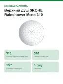 Верхний душ GROHE Rainshower Mono 310 26561000