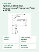Кухонный смеситель однорычажный Hansgrohe Focus M43 120 1jet 71816000