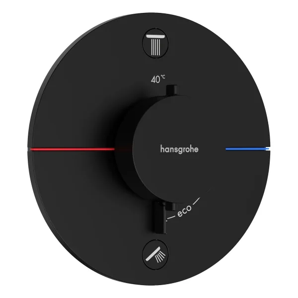 Термостат для душа Hansgrohe ShowerSelect S 15556670, встраиваемый на 2 потребителя, матовый черный