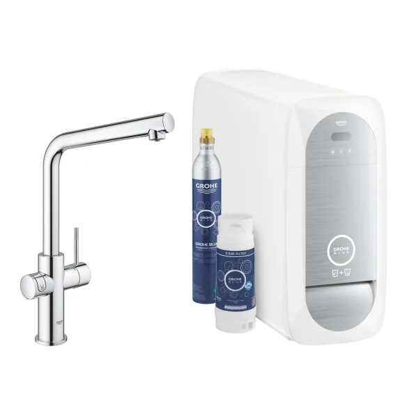 Смеситель для кухонной мойки GROHE Blue Home с системой фильтрации, охлаждения и газирования воды, Wi-Fi, хром 31454001