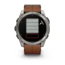 Умные часы премиум класса Garmin Fenix 8 51 MM, AMOLED Sapphire bare titanium, black with a chestnut leather band 010-02905-40 Кожаный ремешок