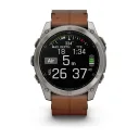Умные часы премиум класса Garmin Fenix 8 51 MM, AMOLED Sapphire bare titanium, black with a chestnut leather band 010-02905-40 Кожаный ремешок