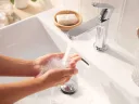 Смеситель для раковины Hansgrohe Rebris S 80 CoolStart 72584000, с металлическим сливным гарнитуром, хром