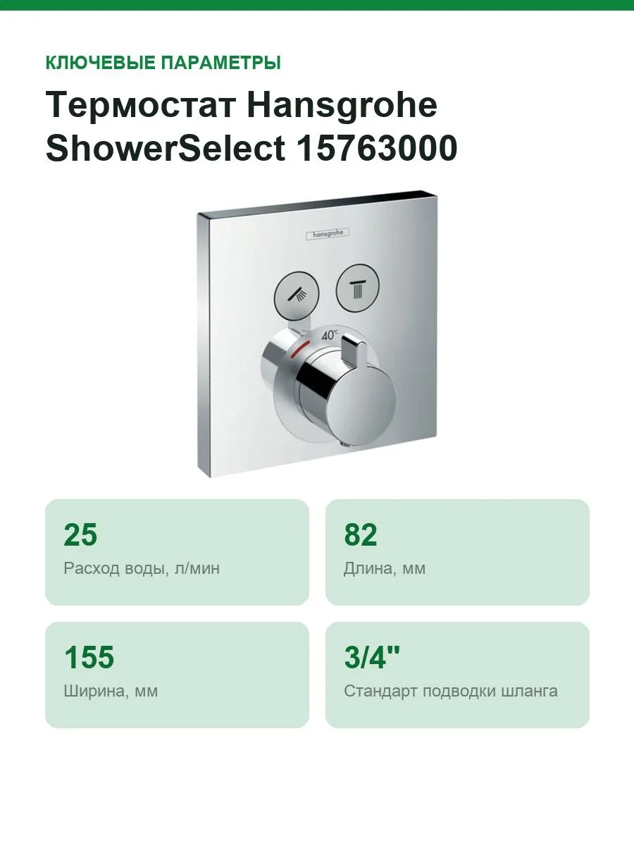 Термостат Hansgrohe ShowerSelect 15763000 — фото 2 из 7