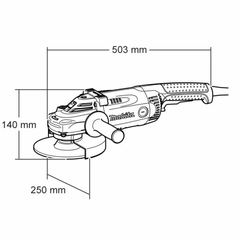УШМ Makita GA9040RF01, профессиональная, 2600Вт, 6600об/мин, диск 230мм, M14 — фото 2 из 6