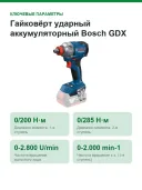 Гайковёрт ударный аккумуляторный Bosch GDX 18V-285 Professional, 18,0 В, 285 Н·м