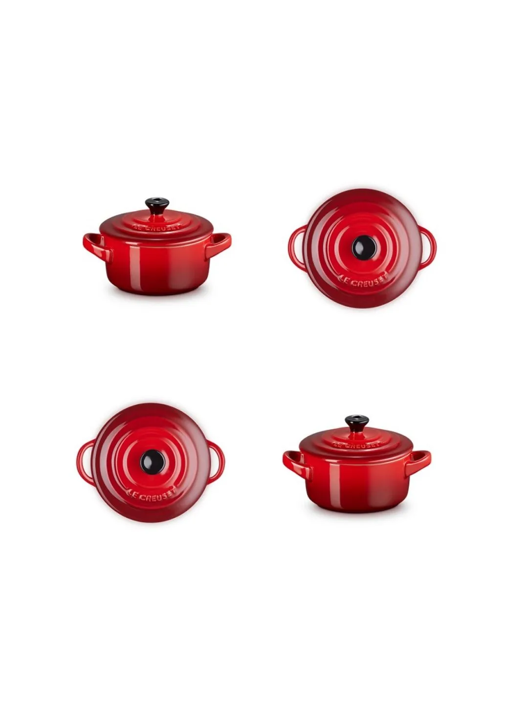 Набор мини-кокотниц Le Creuset 4 шт, керамика, 200 мл, 10 см, вишнёвый красный