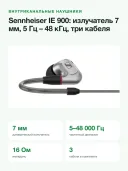 Наушники внутриканальные проводные Sennheiser IE 900, корпус из алюминия, 5 Гц – 48 кГц, три сменных кабеля