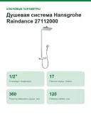 Душевая система Hansgrohe Raindance 27112000