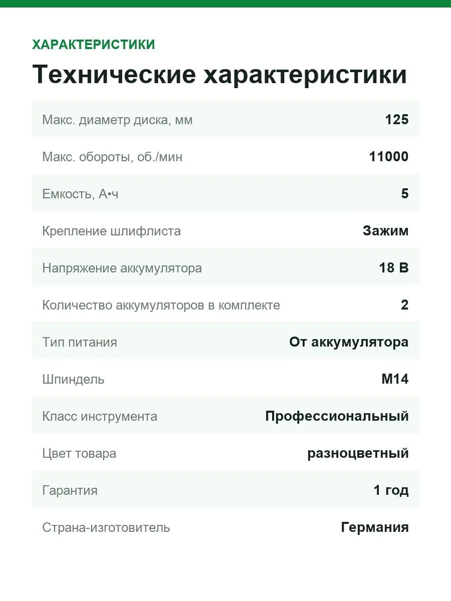 Угловая шлифовальная машина Wurth AWS 18-125 P COMPACT аккумуляторная, АКБ 2x5 Ач 5701446002 — фото 3 из 9