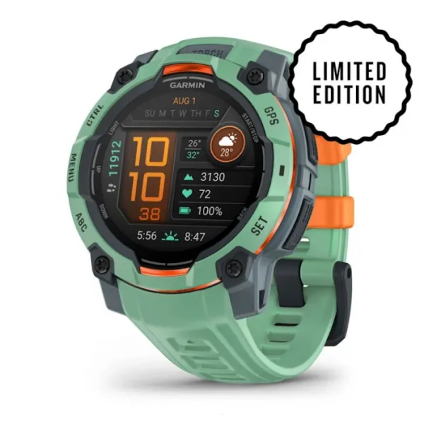 Умные часы Garmin Instinct 3 45мм, Тропический неон с силиконовым ремешком