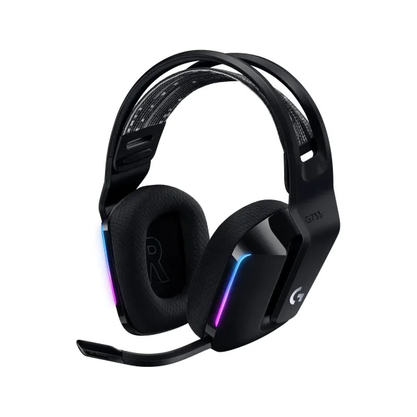 Гарнитура игровая беспроводная Logitech G G733 LIGHTSPEED чёрная, драйверы 40 мм, до 29 часов работы
