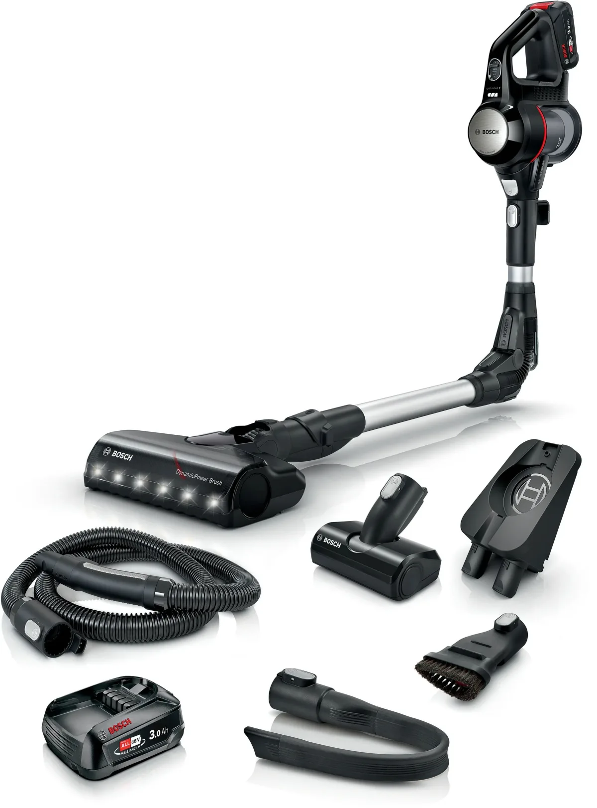 Пылесос вертикальный аккумуляторный Bosch Unlimited 7 BCS712E, 18 В, 2 АКБ 3,0 А·ч, чёрный