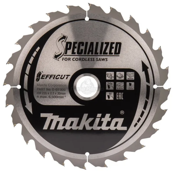 Диск пильный по дереву EFFICUT Makita E-01909 (235х30х1.5 мм; 24T) (88381556149)