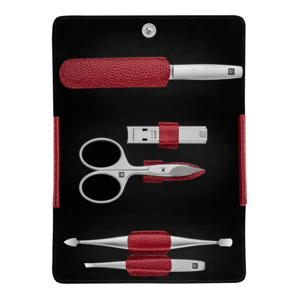 Маникюрный набор ZWILLING TWINOX 97092-002, 5 предметов, красный кожаный футляр
