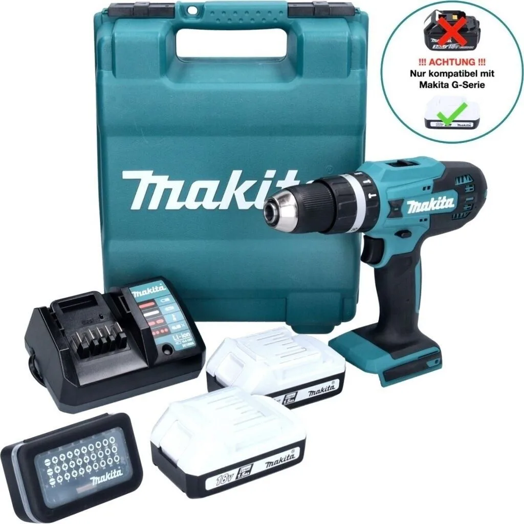 Ударная дрель-шуруповёрт Makita HP488D011, зеленый/черный, в кейсе — фото 7 из 9