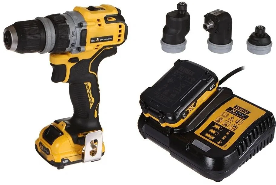 Дрель-шуруповерт DEWALT DCD703L2T-QW 12В XR с набором из 4-х насадок — фото 4 из 8