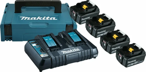 Аккумуляторы Makita 4 x BL1850B и зарядное устройство DC18RD в комплекте + кейс для переноски (197626-8)