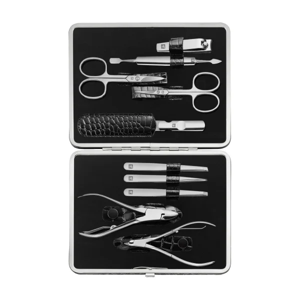 Маникюрный набор Zwilling INOX 10 предметов (97509-004), черный, отделка "крокодил"