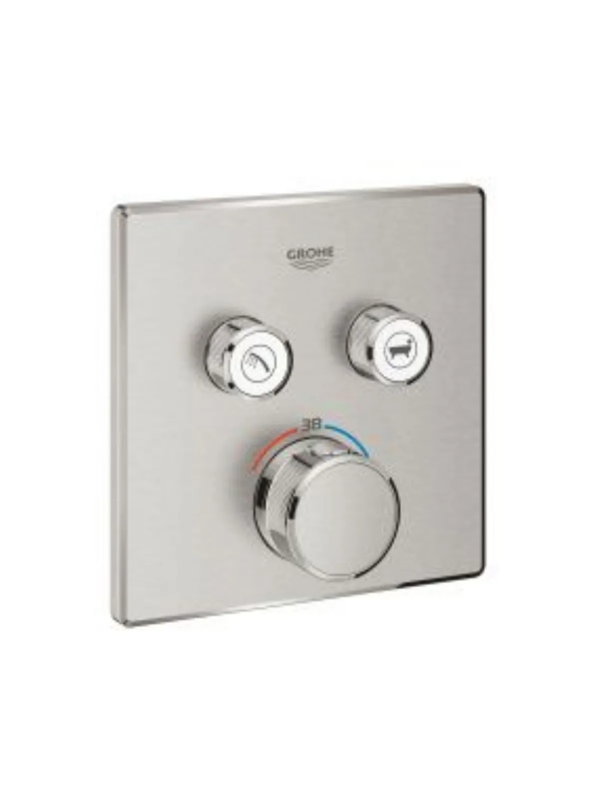 Внешняя часть термостата для ванны и душа GROHE Grohtherm SmartControl на 2 потребителя, квадратная, суперсталь 29124DC0