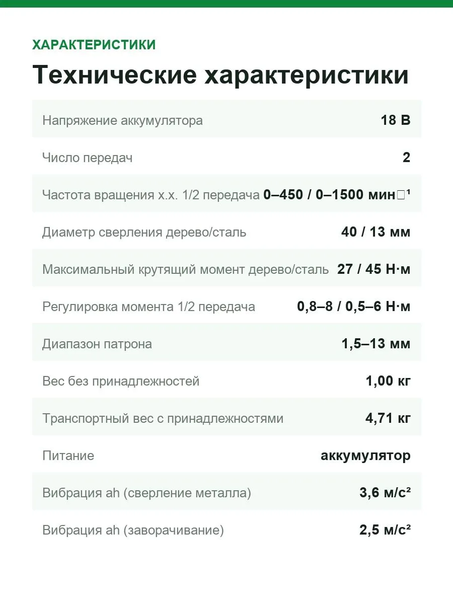 Дрель-шуруповёрт аккумуляторная Festool C 18 Basic-Set, 18 В, 45 Нм, без АКБ и ЗУ, в Systainer³ — фото 4 из 12
