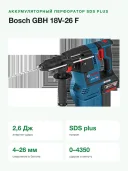 Перфоратор Bosch GBH 18V-26 F c 2 АКБ и ЗУ (0611910000E), синий/черный