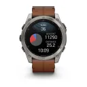 Умные часы премиум класса Garmin Fenix 8 51 MM, AMOLED Sapphire bare titanium, black with a chestnut leather band 010-02905-40 Кожаный ремешок