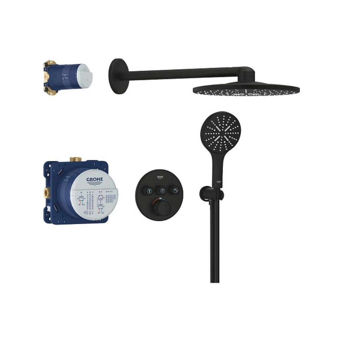 Душевой комплект GROHE Grohtherm SmartControl 34863KF0, черный матовый