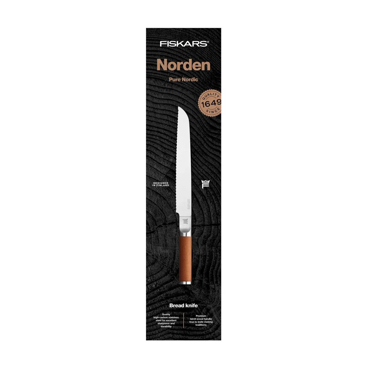 Хлебный нож Fiskars Norden Bread (1026421), лезвие 22 см