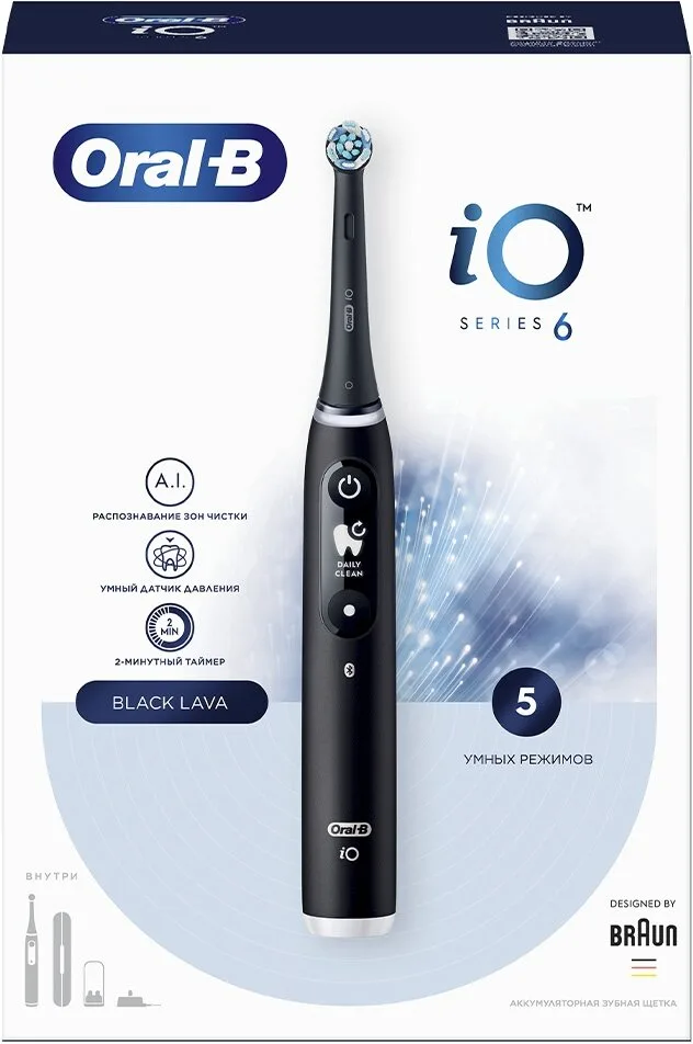 Электрическая зубная щетка Oral-B iO Series 6 Black Lava (IOM6.2Q6.2DK) — фото 5 из 6