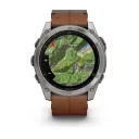 Умные часы премиум класса Garmin Fenix 8 51 MM, AMOLED Sapphire bare titanium, black with a chestnut leather band 010-02905-40 Кожаный ремешок
