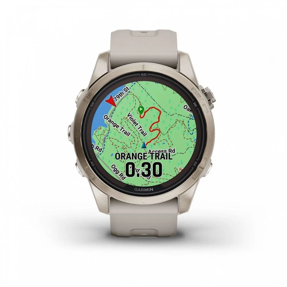 Смарт-часы Garmin Fenix 7s Pro Sapphire Solar золотистый корпус со светло-песочным ремешком, 010-02776-15 — фото 7 из 8