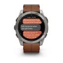 Умные часы премиум класса Garmin Fenix 8 51 MM, AMOLED Sapphire bare titanium, black with a chestnut leather band 010-02905-40 Кожаный ремешок