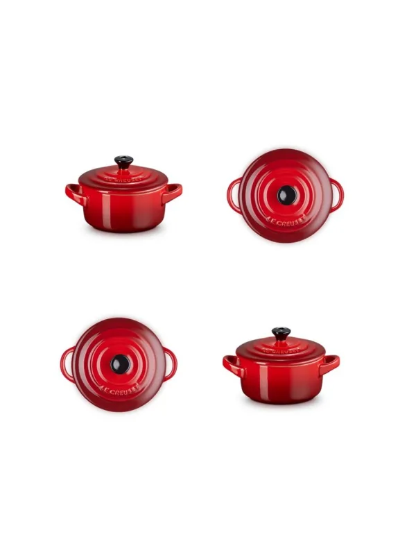 Набор мини-кокотниц Le Creuset 4 шт, керамика, 200 мл, 10 см, вишнёвый красный