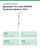 Душевая система GROHE Euphoria System 310 с термостатом для душа, суперсталь (26075DC0)