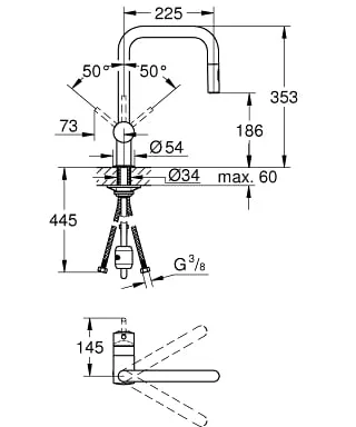 Смеситель однорычажный для мойки DN 15 GROHE Minta 32322002, латунь, хром — фото 2 из 3
