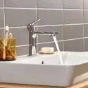 Смеситель для раковины Hansgrohe Rebris E 110 CoolStart 72559000 со сливным гарнитуром хром