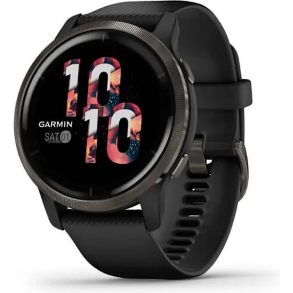 Умные часы Garmin Venu2, AMOLED, сенсорные, чёрные с серым безелем