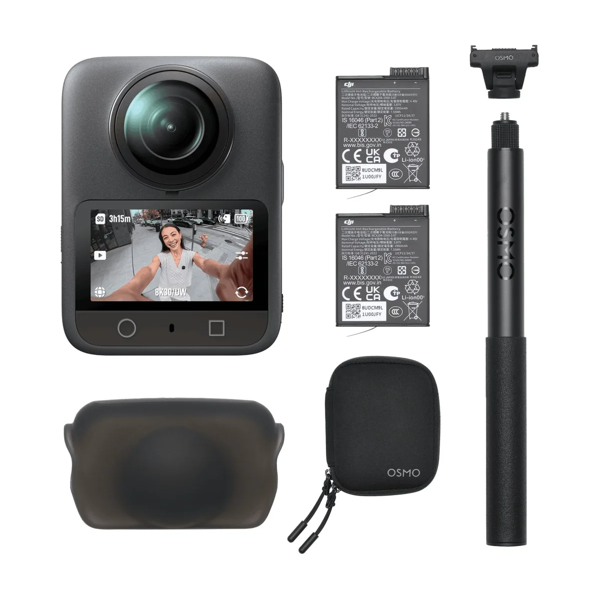Панорамная камера DJI Osmo 360 Essential Combo, 8K 360, два аккумулятора и селфи-стик