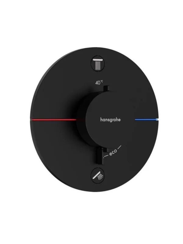 Термостат для душа Hansgrohe ShowerSelect S 15556670, встраиваемый на 2 потребителя, матовый черный
