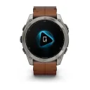 Умные часы премиум класса Garmin Fenix 8 51 MM, AMOLED Sapphire bare titanium, black with a chestnut leather band 010-02905-40 Кожаный ремешок
