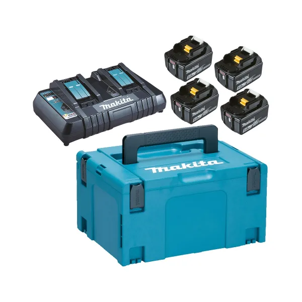 Аккумуляторы Makita 4 x BL1850B и зарядное устройство DC18RD в комплекте + кейс для переноски (197626-8)