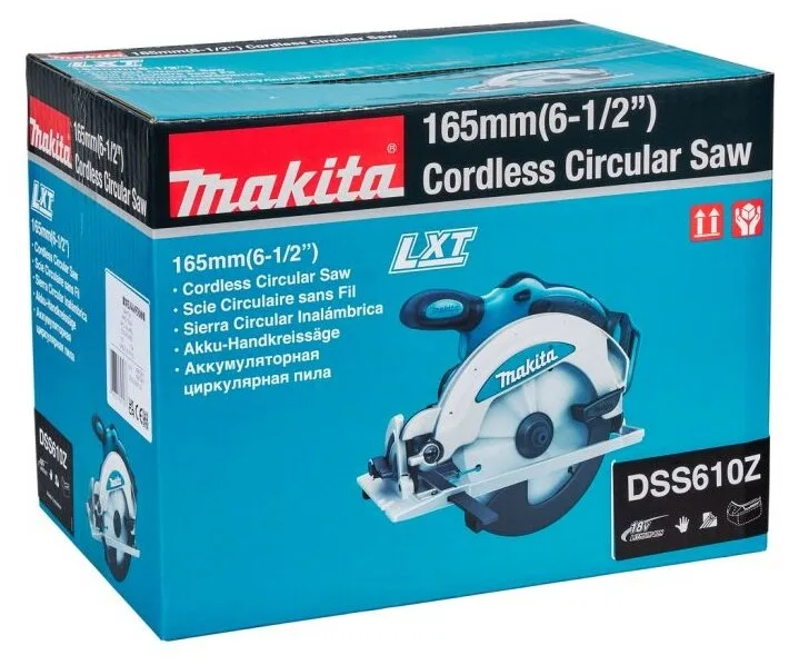 Аккумуляторная дисковая пила Makita DSS610Z без АКБ и ЗУ, 18 В, голубой/серебристый — фото 6 из 12