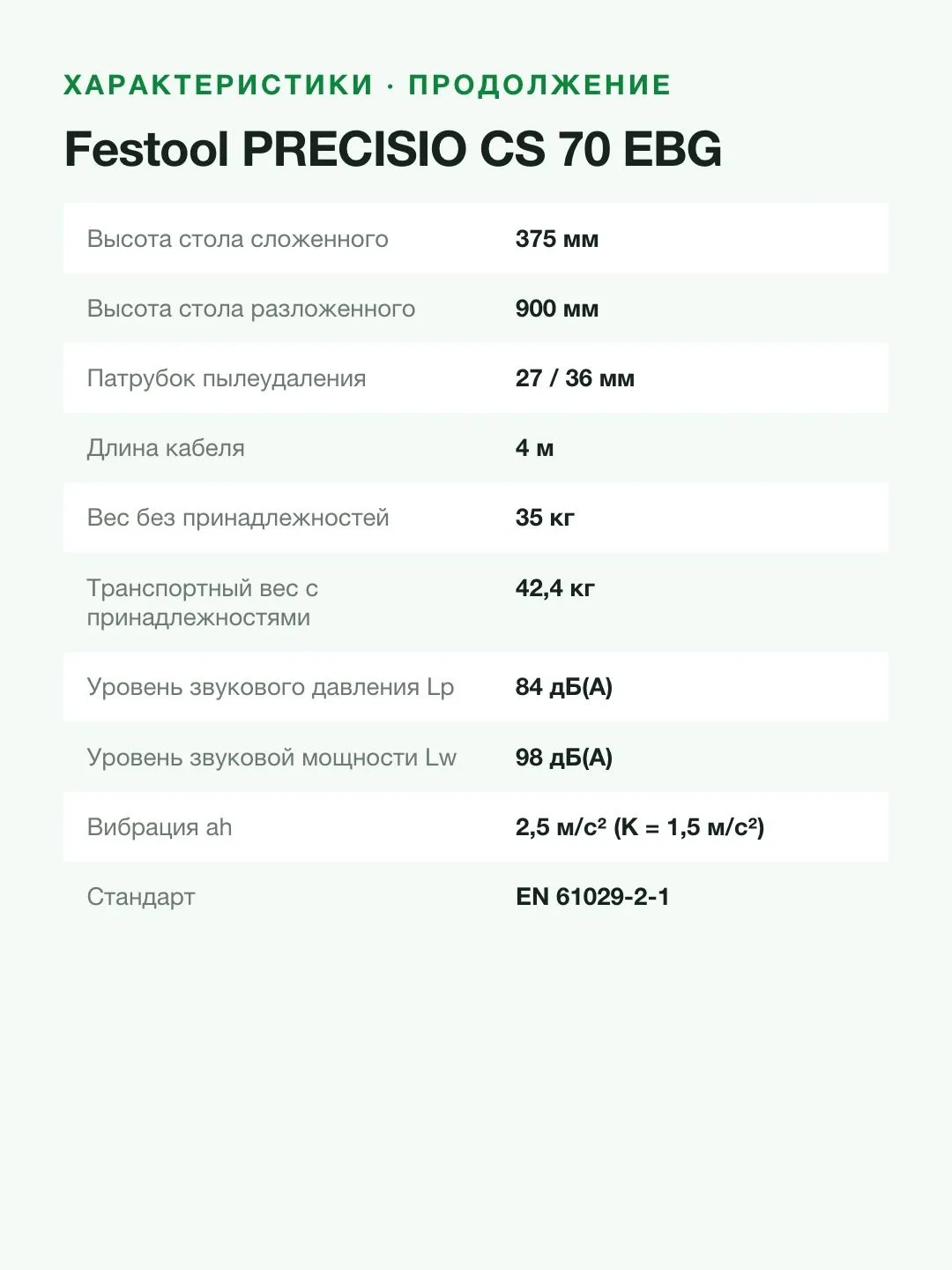 Монтажная дисковая пила Festool PRECISIO CS 70 EBG, арт.574776 — фото 11 из 11