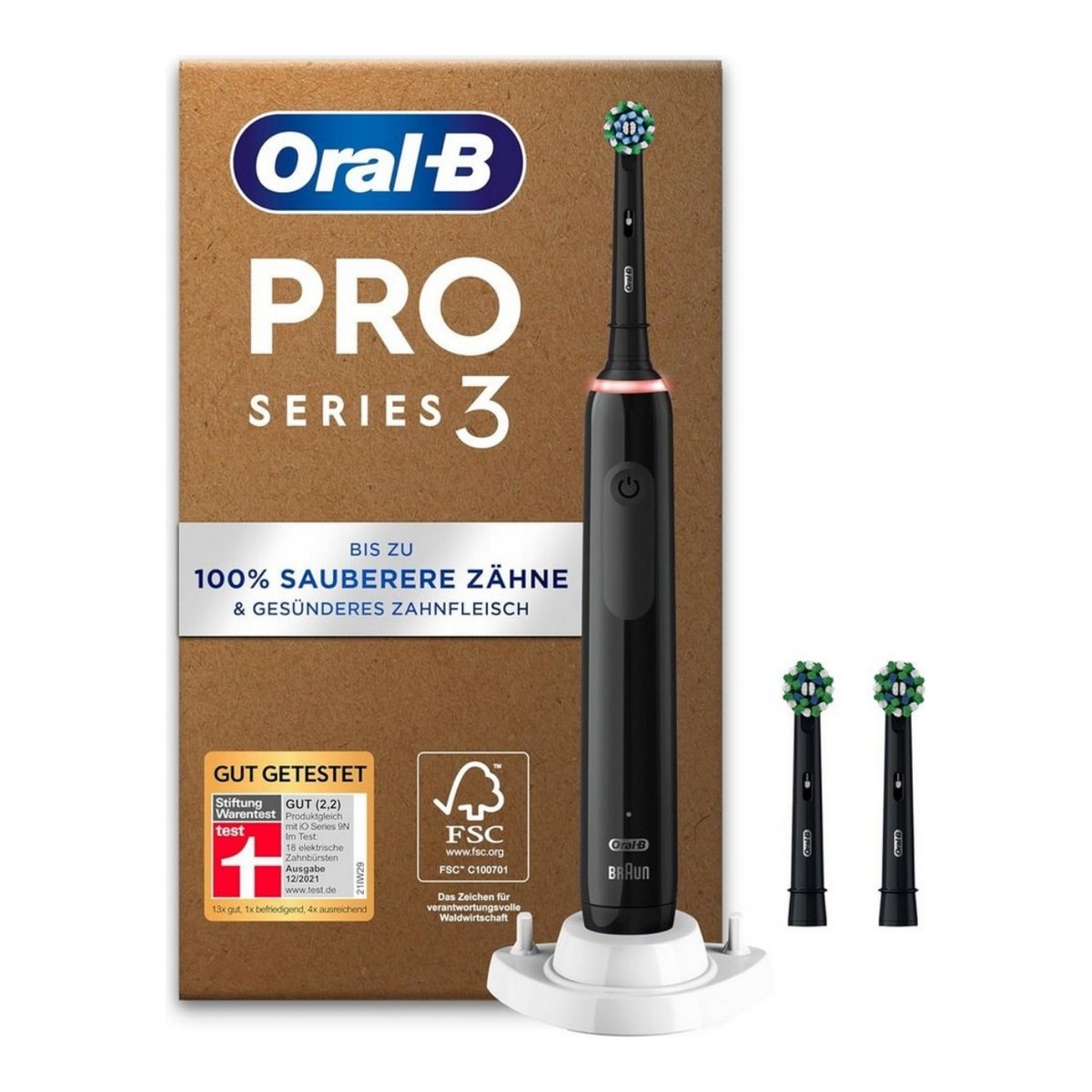 Электрическая зубная щётка Oral-B Pro Series 3 Plus Edition чёрная, 3 насадки